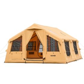 Inflatable Tents for Camping, 8-12 Person Easy Setup Blow up Tent with Hand Pump, 4 Season Luxury Glamping Tent with 2 Skylights, Canopy, Stove J