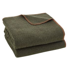 Wool Camping Blanket, Large Warm Stadium Blanket, Waterproof & Windproof, Flame Retardant, Great for Outdoors, Picnics, Hiking, Sports Events, Tr (Color: Military Green, material: Wool Blend)
